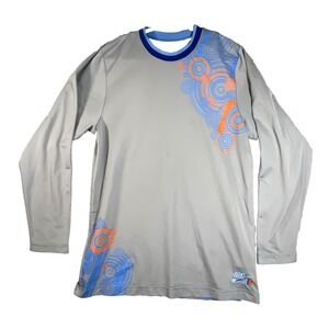 Nike Air Shirt‎ Mens L Gray Multi Logo LS Tee Athletic Crew Neck Vintage Style